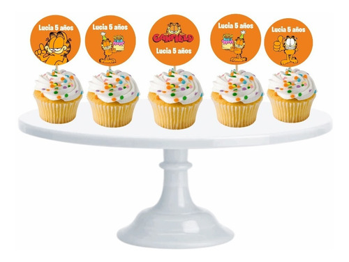  Cupcake Toppers Garfield  Para Muffins X10