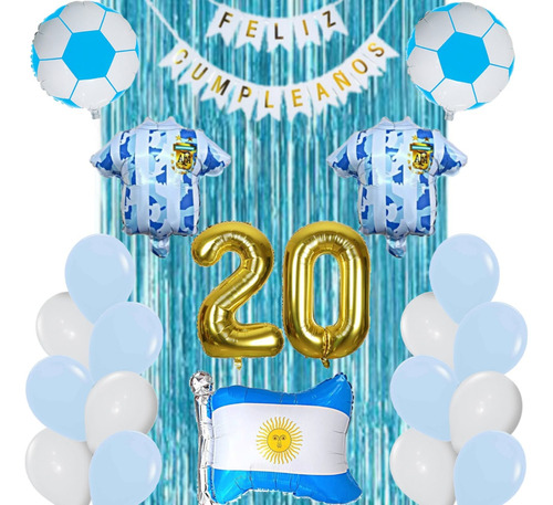 Combo Deco Mundial Argentina+ Globo Bandera + 2 Camisetas 3d