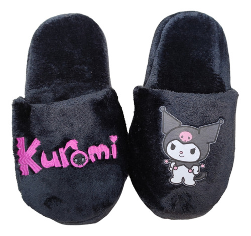 Pantuflas Tematica De Kuromi Negro Y Rosa Moda Geek