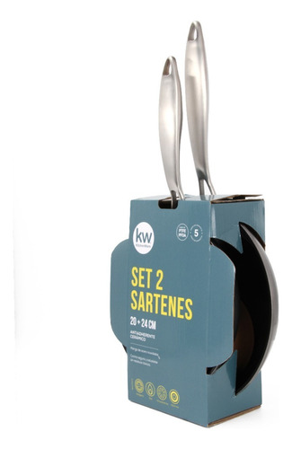 Set 2 Sartenes Ceramica Silver 20-24cm - Kitchenware Color Plateado