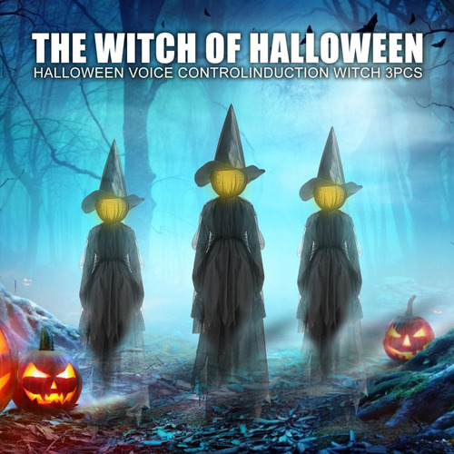 4 Piezas De Halloween Tomados De La Mano Bruja Luces Led2023