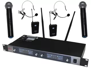 Microfono Inalambrico Combo 2 Mano 2 Vincha Uhf 80mt Estuche