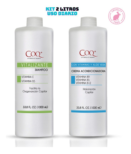 X2 Shampoo Vitalizante + Acondicionador Sin Parabenos 2l Tot