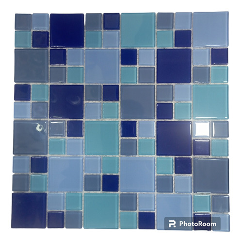 Disu Malla Mosaico Listelos Vidrio Piscina Azul 30x30 