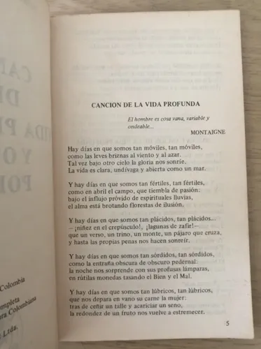 Canción De La Vida Profunda,porfirio Barba Jacob (Usado)