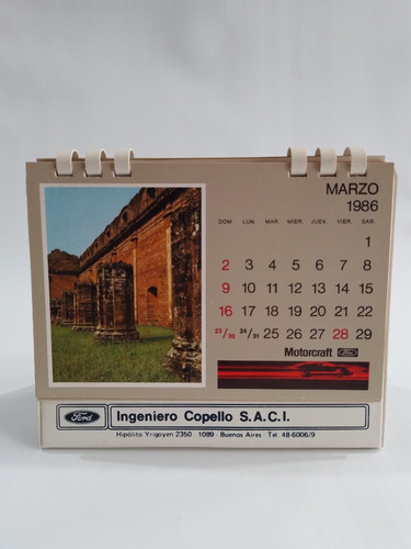 Almanaque Calendario Escritorio Ford 1986 Paisaje Argentino