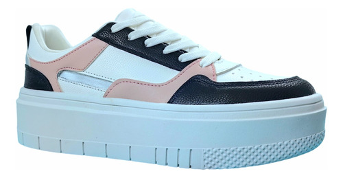 Tenis De Plataforma Alta Blanco Sneakers Chunky Suela Ancha 