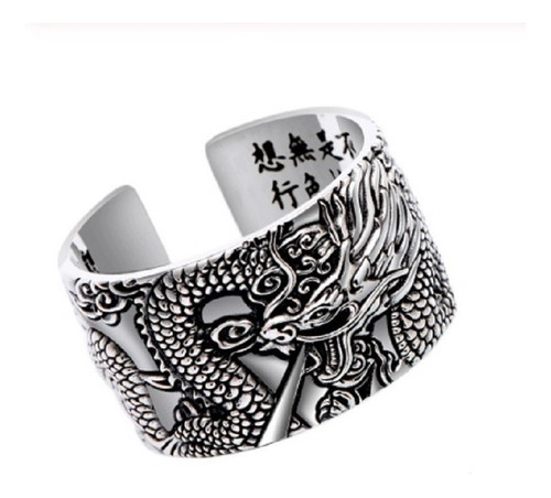 Anillo De Plata 999 Dragon Ajustable Hombre Mujer