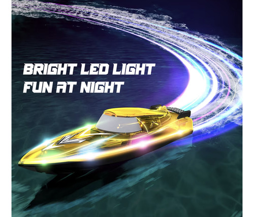 Lancha Rc Pro Rápido Con Luces Led De 7 Colores 15 Km/h