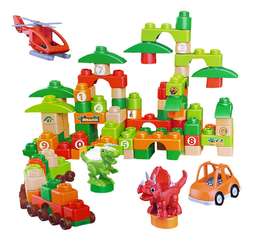 Set De Construcción Mundo De Dinosaurios 91 Bloques + Dinos