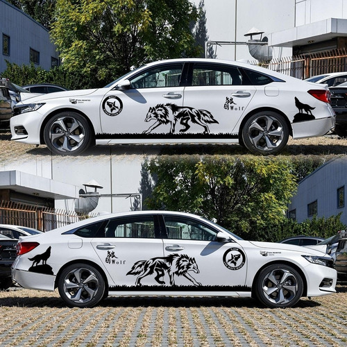 Conjunto De 2 Adesivos De Design Wolf Totem D-180 Para