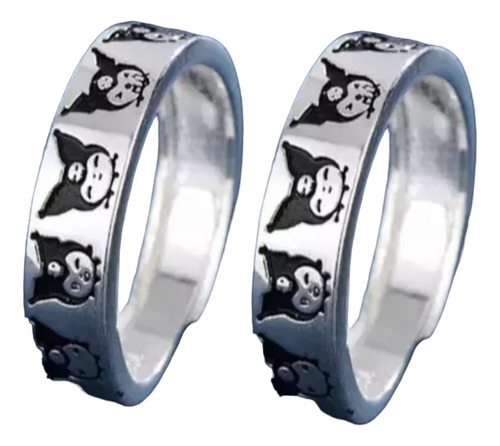 2 Piezas De Anillos Kuromi Plata Esterlina Sanrio