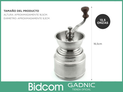 Imagen 7 de 10 de Molinillo De Cafe Manual Grosor Ajustable Acero Inox Gadnic