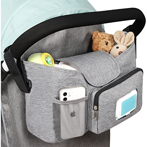 Stroller Organizer With Insulated Cup Holder, Universal...