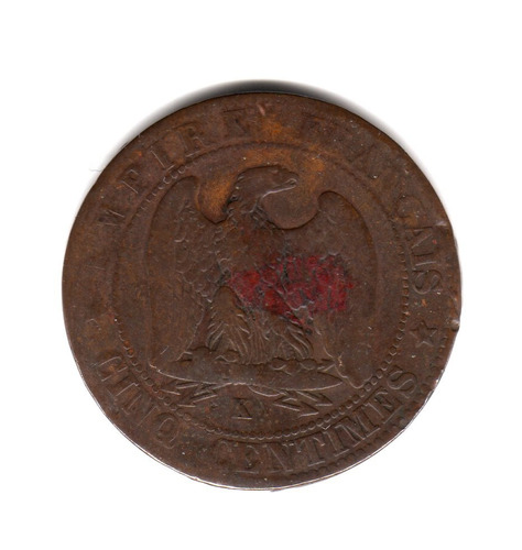 Moneda Francia 5 Centimes 1855 K (d) Km#777.5