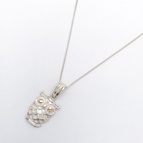 Imagen 2 de 8 de Cadena Plata Con Dije Búho Lechuza Plata (i5887)