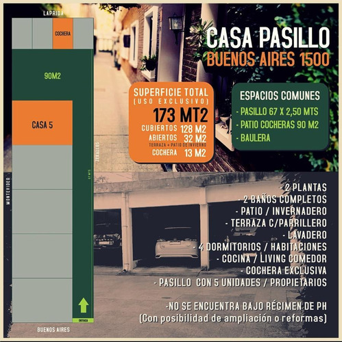 Casa De Pasillo En Venta De 4 Dormitorios Con Parrillero Y Cochera Centro