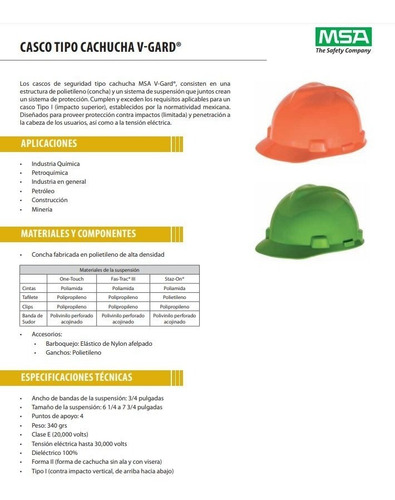Imagen 3 de 10 de Casco De Seguridad Tipo Cachucha V-gard *msa* Con Matraca