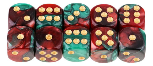 10 Dados Rojo+verde 16 Mm Rojo+verde 10 Piezas 16 Mm Rojo+ve