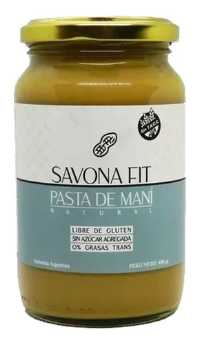 Pasta De Mani Natural Savona Fit Sin Tacc 400g 