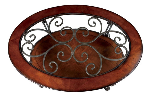 Imagen 2 de 4 de Mesa De Centro Madera Cristal Y Hierro Elegante