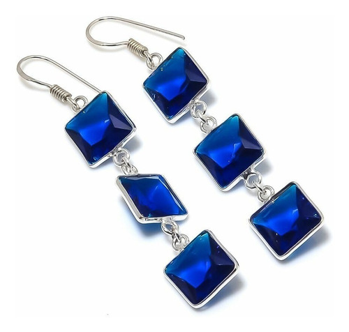 Aretes Pendientes   2.52 Topacio Azul Londres Joyas De Plata