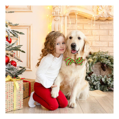 Malier 2 Pack Christmas Dog Collar With Bowtie, Coloque De Y Red + Repela Verde.