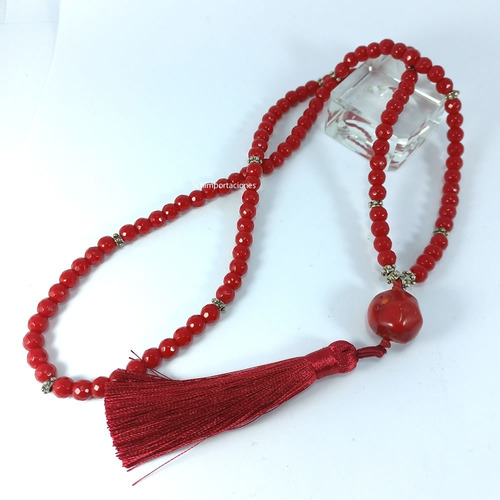 Imagen 2 de 5 de Japa Mala - Piedra Natural De Jade Rojo - Tíbet -