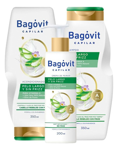 Bagóvit Capilar Rutina Pelo Largo Sin Frizz Cabello Rebelde