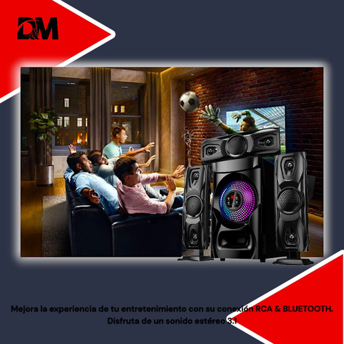 Minicomponente Bluetooth Con Luz Led Dm-s10 Color Negro Potencia RMS 120 W