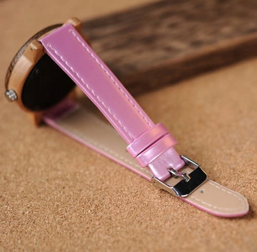 Relógio Feminino Bambu Madeira P29a Pink Analógico Bobo Bird