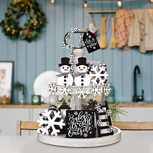 Conjunto De Decoración Navideña De Invierno Para Bandeja De