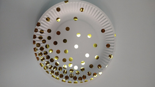 Plato De Polipapel 17cm Lunares Dorados X 6 Unidades