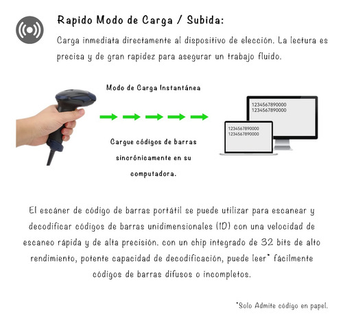 Imagen 4 de 10 de Lector Codigo Barras Laser Conexion Usb.