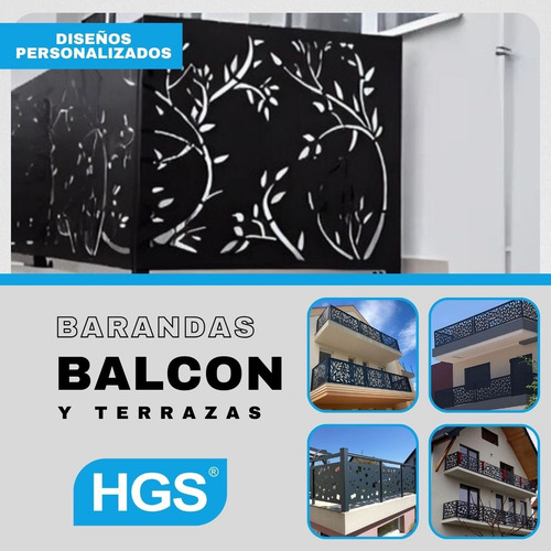 Baranda Balcon Chapa Decorada 2m X 1m Terrazas Y Piletas Gris Oscuro