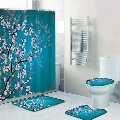 Cortinas De Ducha De Flores Impermeable Tela De Poliéster