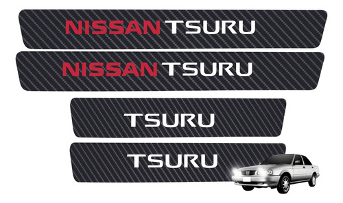 Sticker Vinil Estribos Automóvil Carbono 5d Nissan Tsuru