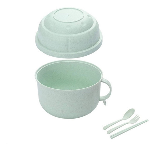 Set Vajilla Cubiertos Fibra De Trigo Ecológico Comida Mx-004 Color Menta