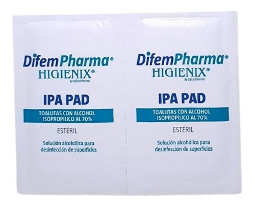 Imagen 2 de 3 de Alcohol Ipa Pad Higienix Difem Caja 100 Unidades