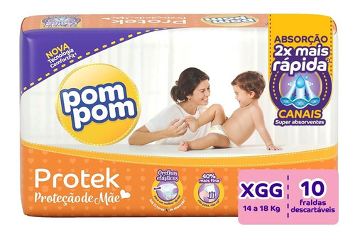 Kit Fralda Pom Pom Protek Proteção De Mãe Jumbinho Xxg 80 Un