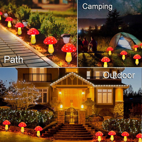 Cadena Solar Led De Luces Led En Forma De Hongo Para Jardín