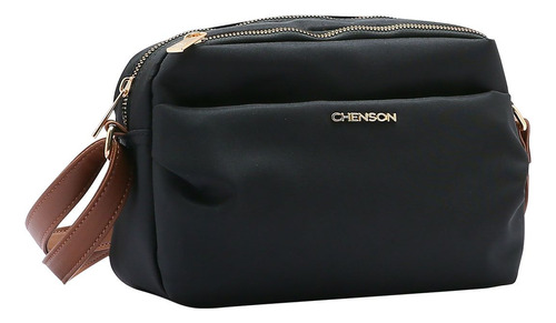 Bolsa Transversal Feminina Chenson Microfibra 3184131 Cor Preto