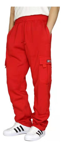 Pantalones Deportivos Y De Ocio Con Puños De Felpa, Múltiple