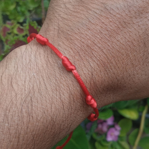 Kit 02 Pulseiras Fita Vermelha Sete Nós Red Proteção Sorte