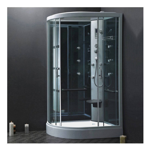 Cabina Ducha Con Radio 80x120x218 Cm Negra Sensi Dacqua