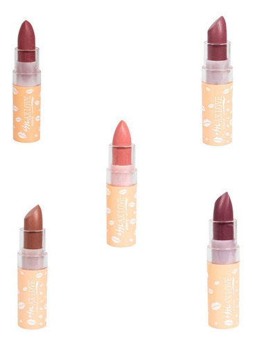 Kit 5 Batons Matte Nude Lips Max Love Make Up Studio