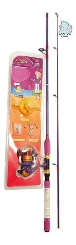 Combo Pesca Para Niños Azul-lila Caña+reel+acceosios + Juego