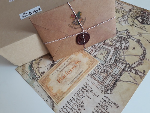 Carta Hogwarts Personalizada+boleto+mapa+sello Harry Potter