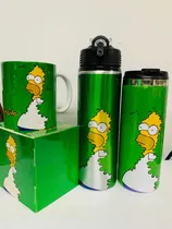 Comprar Paquete Taza+termo+cilindro Homero The Simpsons Color Verde Los Simpson