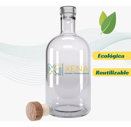 Botella Vidrio Mezcalera Tapa Corcho 750 Ml 48 Pzs Mayoreo